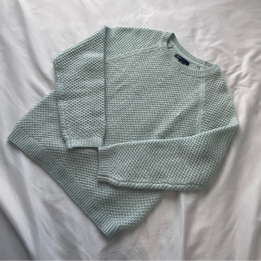 GAP mint green textured knit jumper with silver details